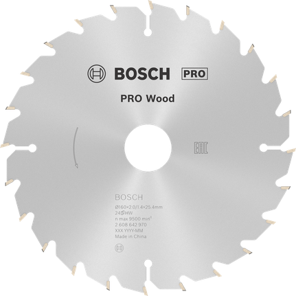 Mata Gergaji Sirkular PRO Wood, 160 x 2 x 25 mm Mata gergaji bundar Bosch PRO Wood, diameter 160 mm.