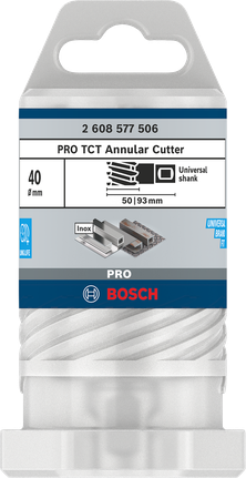 Pemotong Annular TCT Bosch PRO Metal 40×50×93 mm.