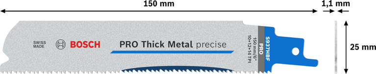 Mata gergaji Bosch PRO Thick Metal presisi S937HBF 150 mm.