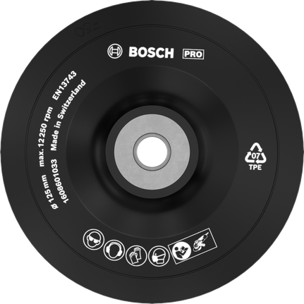 Bosch PRO Backing Pad Soft 125 mm untuk penggiling sudut.