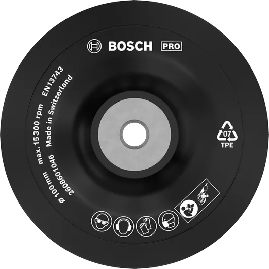 Bosch PRO Backing Pad Soft 100 mm untuk penggiling sudut.