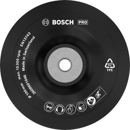 Bosch PRO Backing Pad Soft 100 mm untuk penggiling sudut.