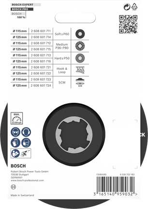 Bosch PRO Backing Pad 125mm SCM untuk mesin gerinda X-LOCK.