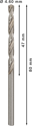 Mata Bor Puntir PRO Metal HSS-G Panjang Standar, 4,6 x 47 x 80 mm, 10 buah Mata Bor Putar Bosch PRO Metal HSS-G 4,6 mm, panjang 80 mm