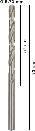 Mata Bor Puntir PRO Metal HSS-G Panjang Standar, 5,7 x 57 x 93 mm, 10 buah Mata Bor Putar Bosch PRO Metal HSS-G 5,7 mm.