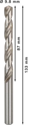 Mata Bor Puntir PRO Metal HSS-G Panjang Standar, 9,8 x 87 x 133 mm, 5 buah Mata bor putar Bosch PRO Metal HSS-G 9,8 mm.
