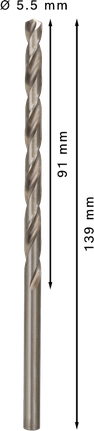 Mata Bor Puntir PRO Metal HSS-G Panjang, 5,5 x 91 x 139 mm, 5 buah Mata Bor Puntir PRO Metal HSS-G Panjang, 5,5 x 91 x 139 mm, 5 buah