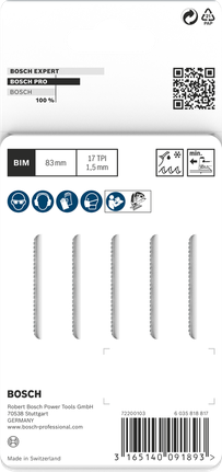 Mata gergaji jigsaw Bosch PRO Metal curve T118EOF 83 mm 5 pcs.