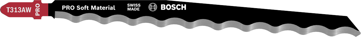 Mata gergaji Bosch PRO Soft Material T313AW, tepi bergerigi.