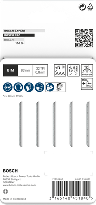 Mata gergaji jigsaw Bosch PRO stainless steel 83 mm isi 5 buah.