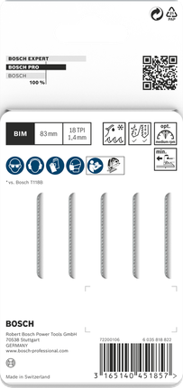 Mata gergaji Bosch PRO stainless steel T118EFS 83 mm 5 buah.