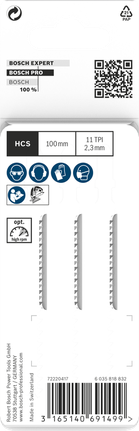 Bilah Gergaji Jigsaw PRO Plastics PVC clean T102H, 100 mm, 3 buah Mata gergaji ukir Bosch PRO Plastics PVC 100mm 3 pcs.