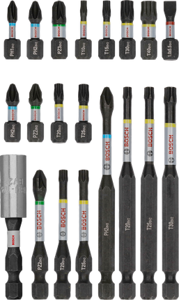 Set Mata Obeng Impact Bosch PRO 20 pcs untuk berbagai keperluan pengencangan.