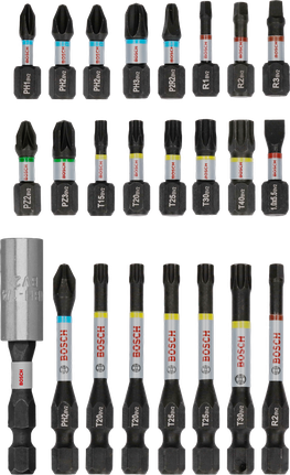 Set Mata Obeng Impact Bosch PRO isi 24 pcs untuk pengencangan serbaguna.