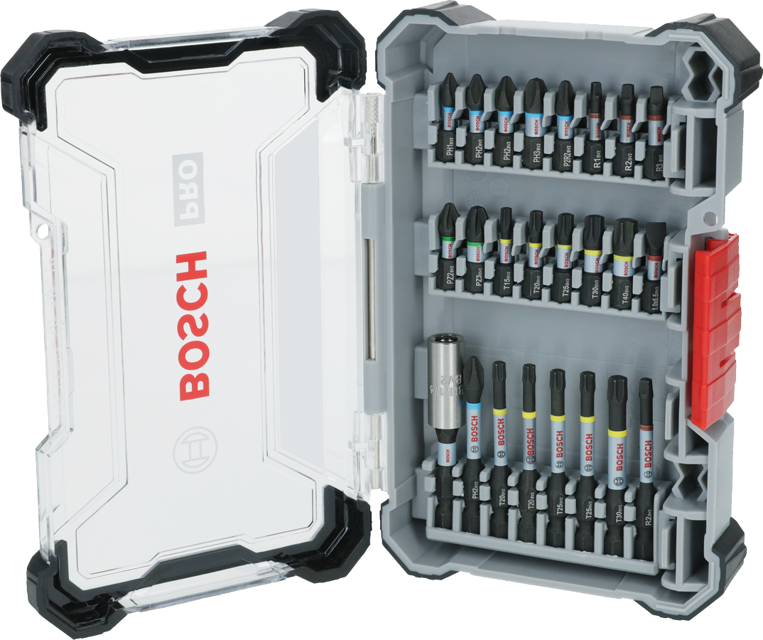 Set Mata Obeng Dampak Bosch PRO 24 pcs dalam kotak penyimpanan.