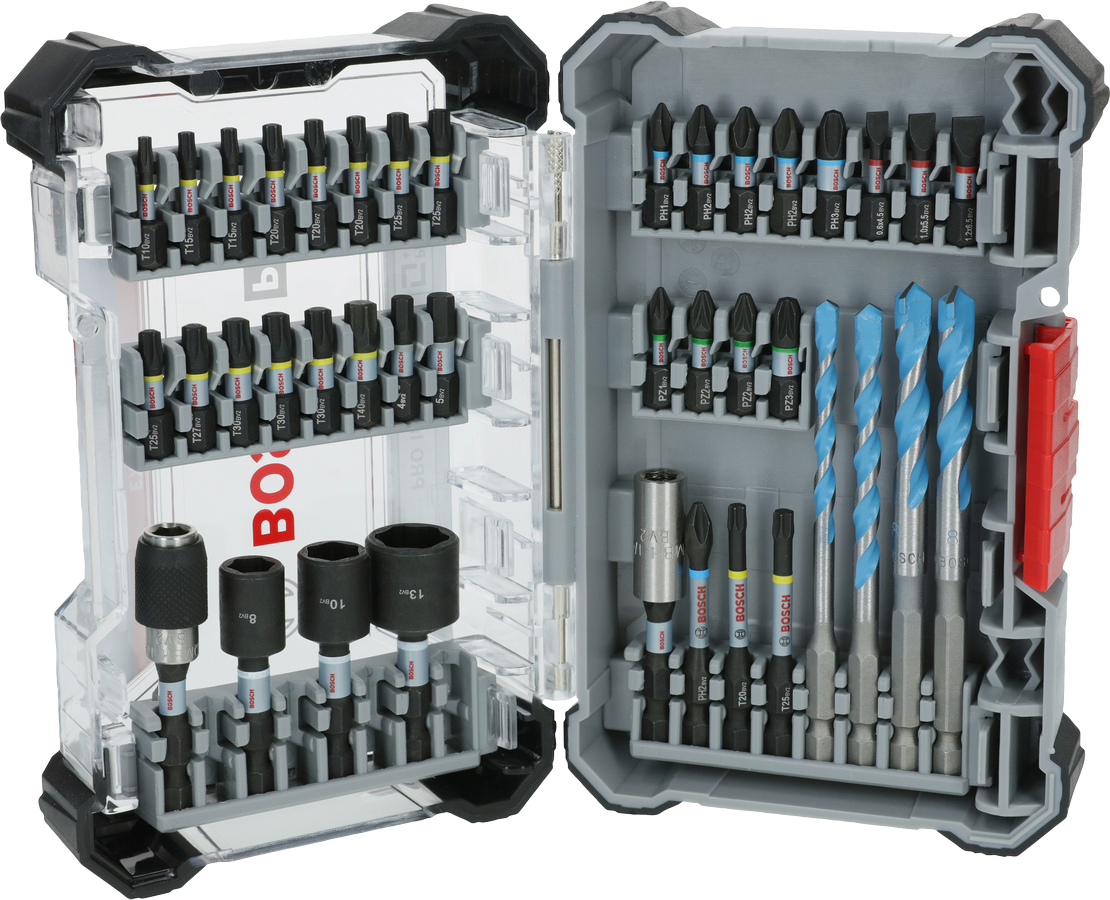 Bosch PRO Impact Mixed Set isi 40 pcs beserta mata bor dan bit.