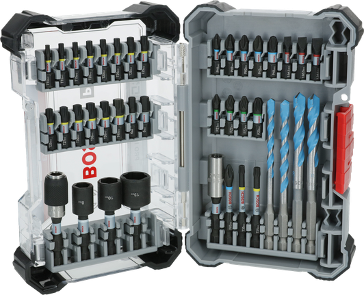 Bosch PRO Impact Mixed Set isi 40 pcs beserta mata bor dan bit.