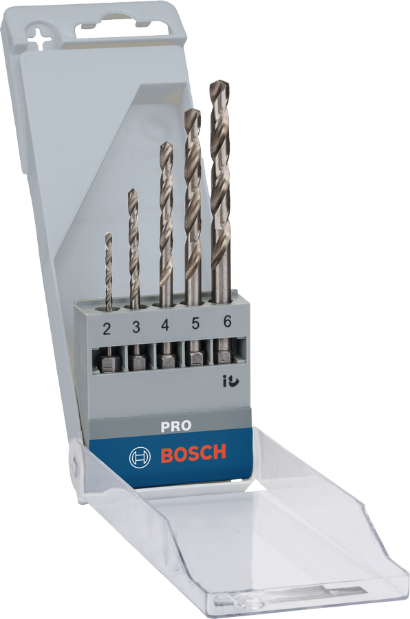 Set Mata Bor Ulir Heksagonal Bosch PRO Metal HSS-G, 5 ukuran.