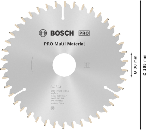 Mata Gergaji Sirkular PRO Multi Material, 165 x 2,4 x 30 mm Mata Gergaji Sirkular PRO Multi Material, 165 x 2,4 x 30 mm