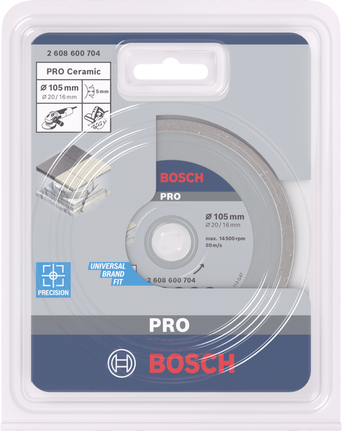 Cakram berlian keramik Bosch PRO 105×20/16 mm.