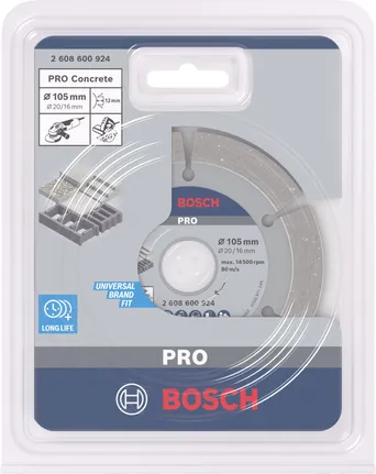 Cakram berlian Bosch PRO Concrete 105×20/16 mm.