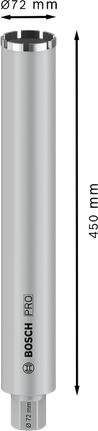 Bosch PRO Core Cutter basah 72x450mm dengan shank UNC 1 1/4 inci.