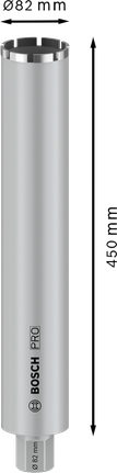 Bosch PRO Core Cutter basah 82x450 mm untuk pengeboran beton.