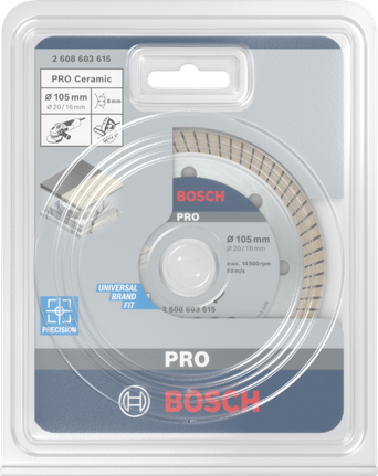 Cakram berlian keramik Bosch PRO 105×20/16 mm.