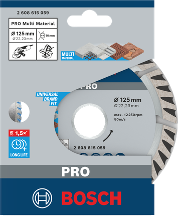 Cakram berlian Bosch PRO Multi Material 125×22,23 mm.