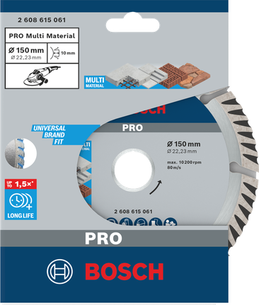 Cakram berlian Bosch PRO Multi Material 150×22,23 mm.