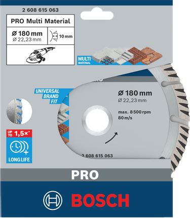 Cakram berlian Bosch PRO Multi Material 180×22,23 mm.