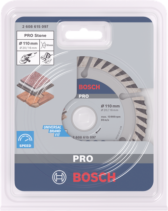 Cakram berlian Bosch PRO Stone 110×20/16 mm.