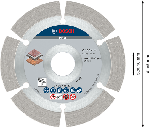 Bosch PRO Stone Diamond Disc 105 mm untuk pemotongan batu.