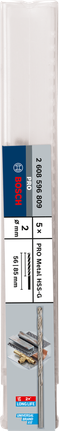 Mata Bor Puntir PRO Metal HSS-G Panjang, 2 x 56 x 85 mm, 5 buah Mata Bor Puntir PRO Metal HSS-G Panjang, 2 x 56 x 85 mm, 5 buah