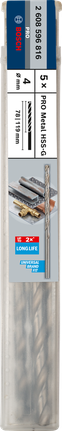 Mata Bor Puntir PRO Metal HSS-G Panjang, 4 x 78 x 119 mm, 5 buah Mata Bor Puntir PRO Metal HSS-G Panjang, 4 x 78 x 119 mm, 5 buah