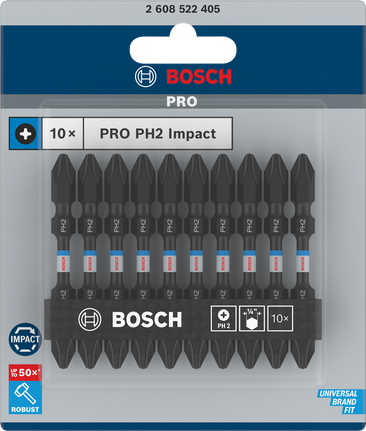 Mata bor dampak Bosch PRO PH2 65 mm isi 10 buah.