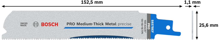 Mata pisau Bosch PRO Medium-Thick Metal presisi S937BEF.