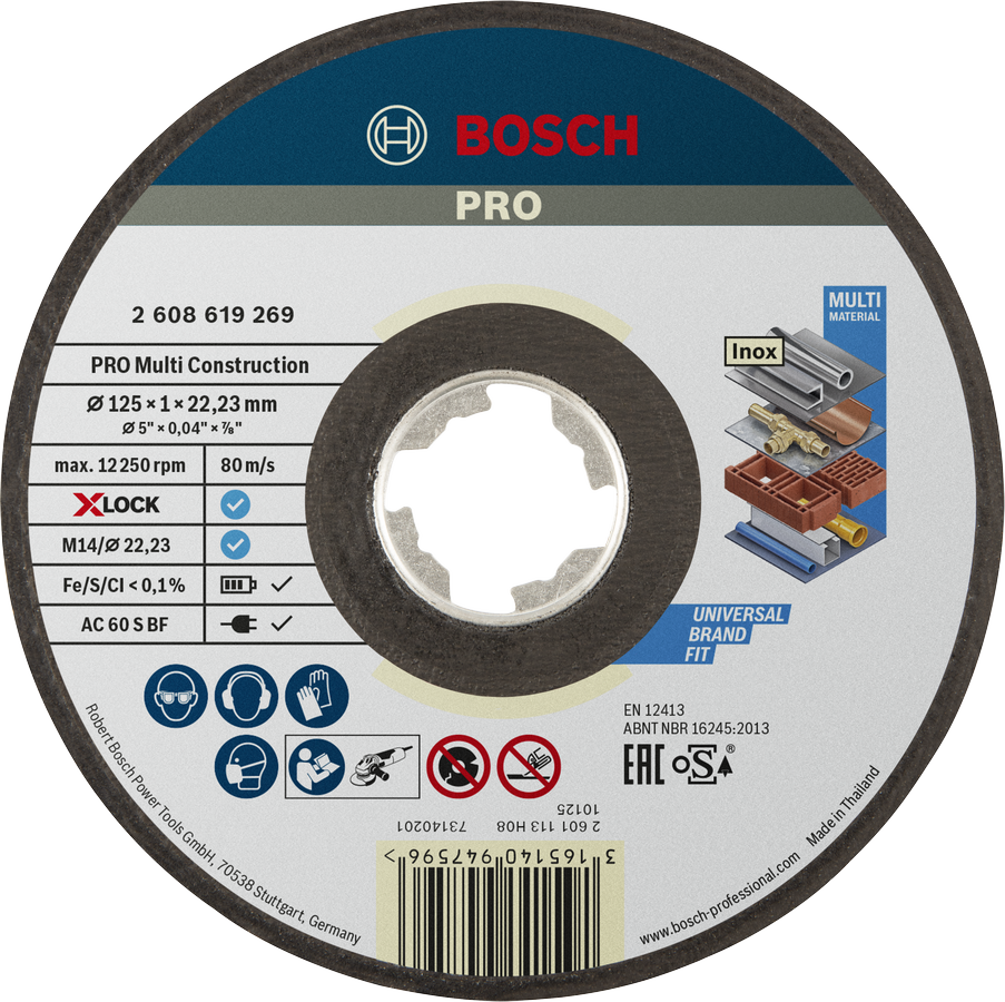 Cakram pemotong Bosch PRO Multi Material X-Lock 125 mm.