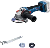 Penggiling sudut Bosch GWS 18V-11 dengan pegangan samping.