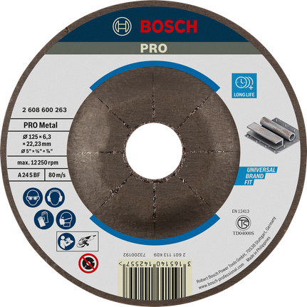 Bosch PRO Metal Grinding Disc 125 mm untuk pengerjaan logam.
