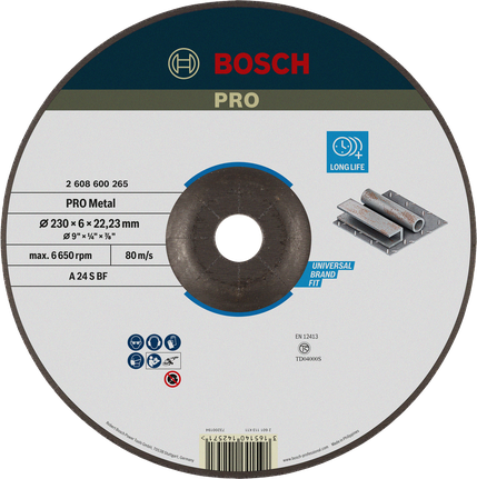 Bosch PRO Metal Grinding Disc 230 mm untuk pengerjaan logam.
