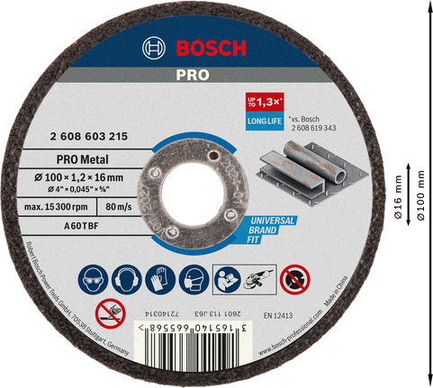 Bosch PRO Cakram Pemotong Logam 100 x 1,2 x 16 mm.