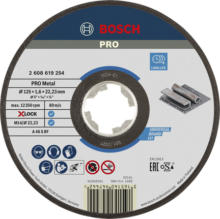 Cakram Pemotong Bosch PRO Metal Bonded 125x1,6x22,23 mm X-Lock.