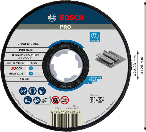 Cakram Pemotong Bosch PRO Metal Bonded X-Lock 125x2,5mm.