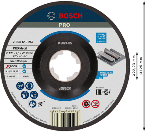 Cakram Pemotong Bosch PRO Metal Bonded X-Lock 125mm.