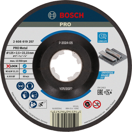 Cakram pemotong berikat logam Bosch PRO X-Lock 125mm.