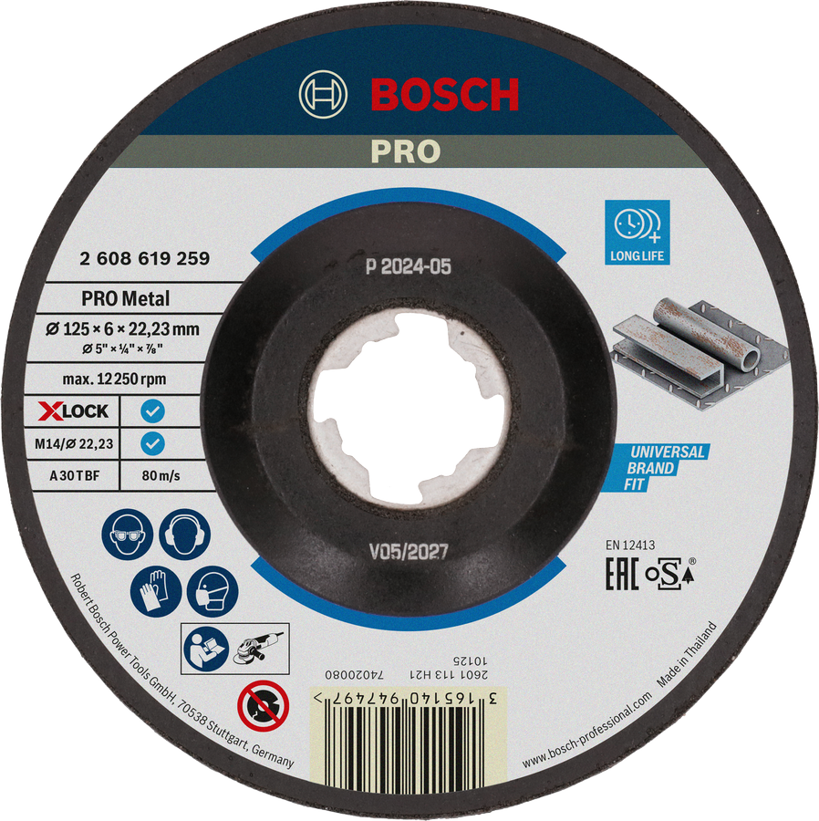 Cakram Pengasah Bosch PRO Metal Bonded X-Lock 125mm.