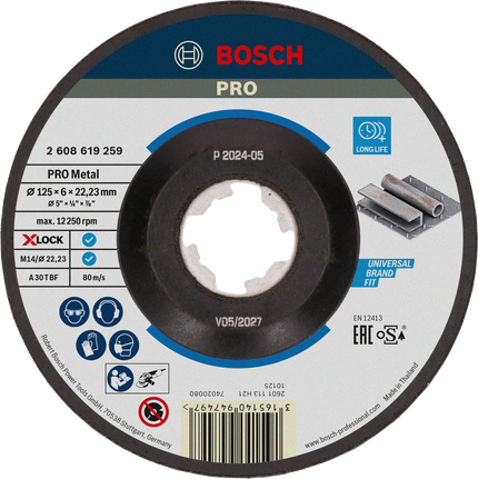 Mata Gerinda Potong Berikat PRO Metal, 125 x 6 x 22,23 mm, X-Lock Cakram Pengasah Bosch PRO Metal Bonded X-Lock 125mm.