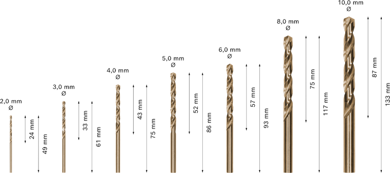 Set mata bor putar Bosch PRO Metal HSS-G, 7 ukuran.