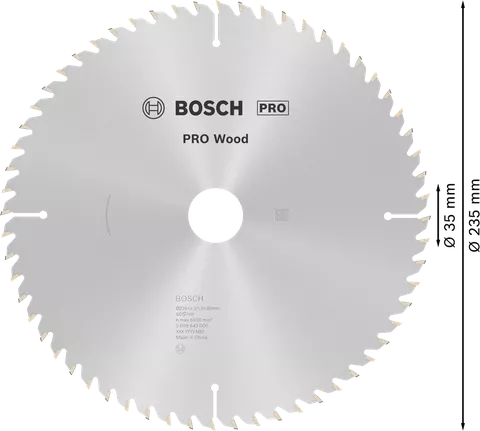 Mata Gergaji Sirkular PRO Wood, 235 x 2,2 x 35 mm Mata gergaji bundar Bosch PRO Wood 235 mm untuk memotong kayu.